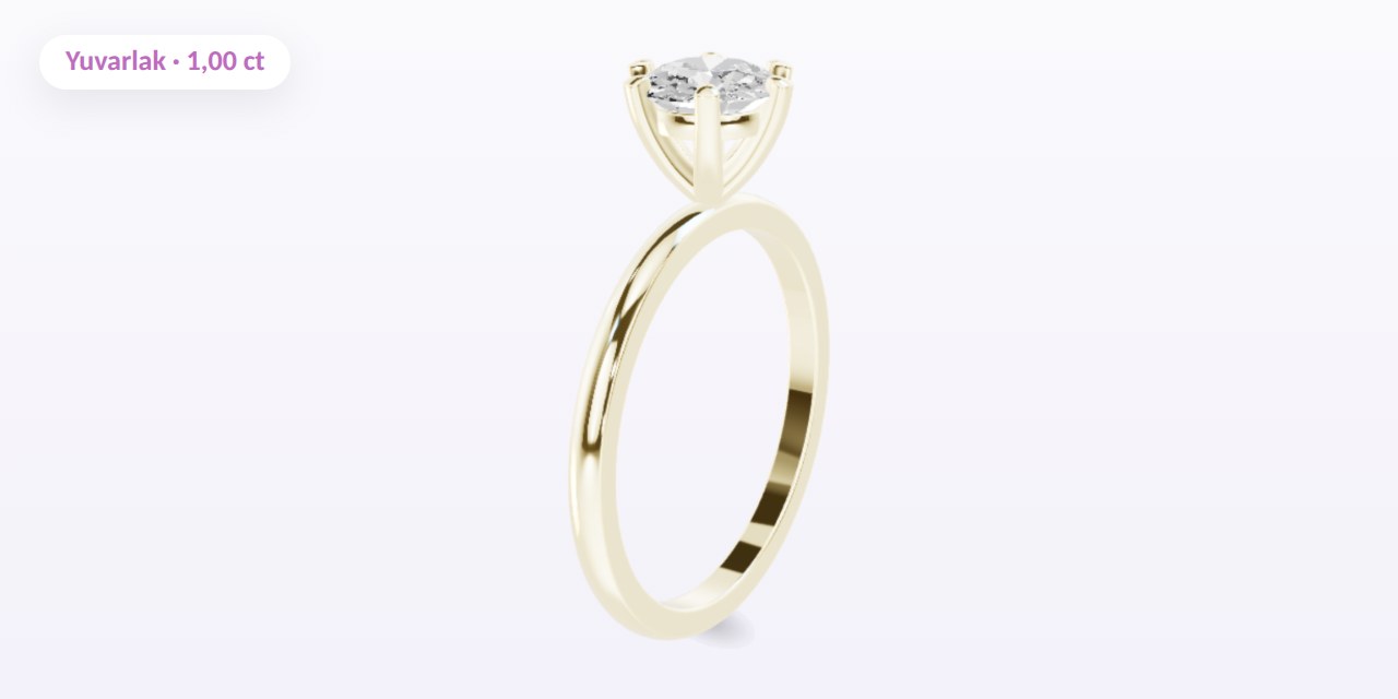 Yuvarlak kesim, 1,00 ct